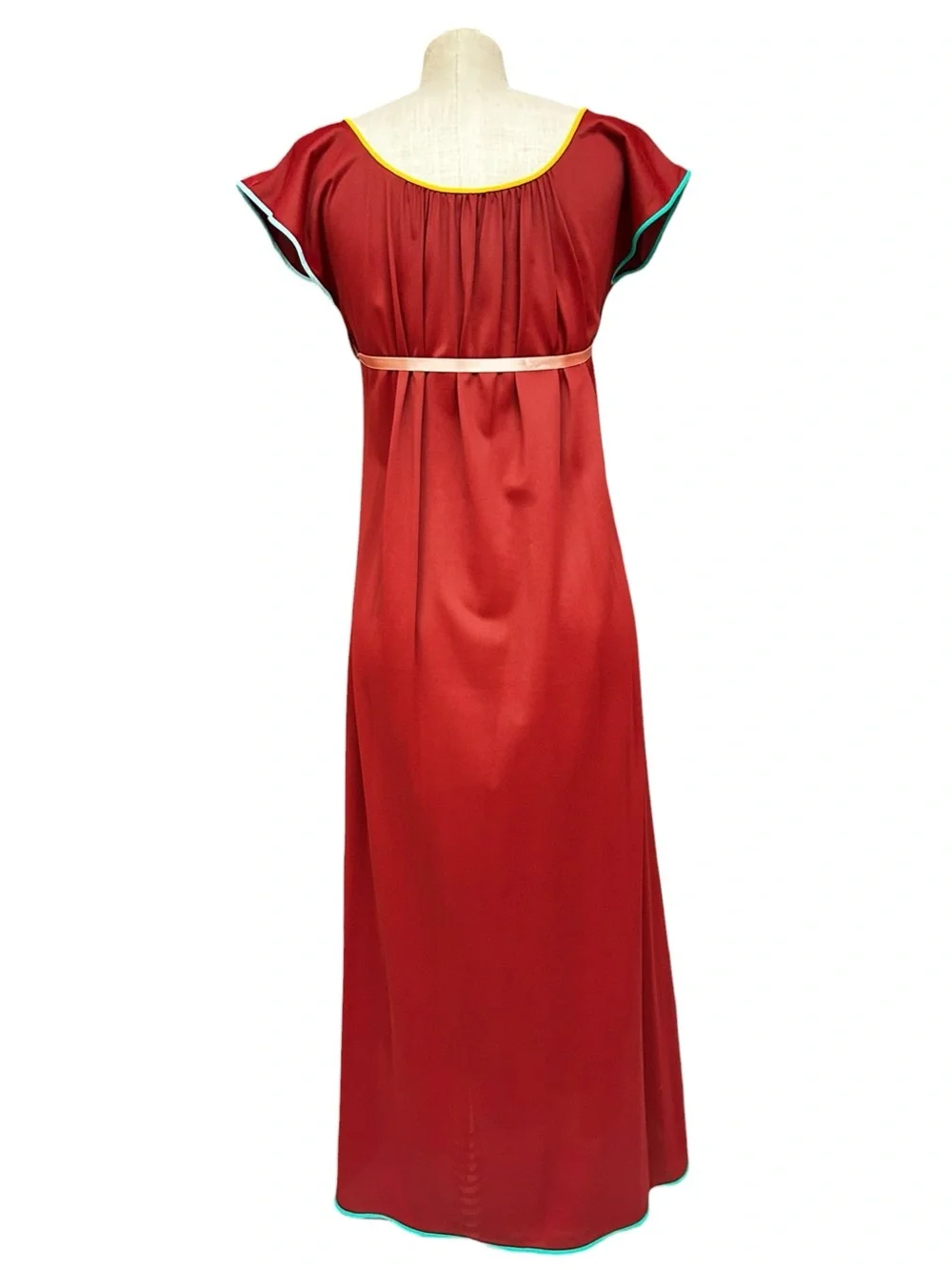 Vintage Red Nylon House Dress Caftan Lounge Dress One Size - Picture 4 of 11